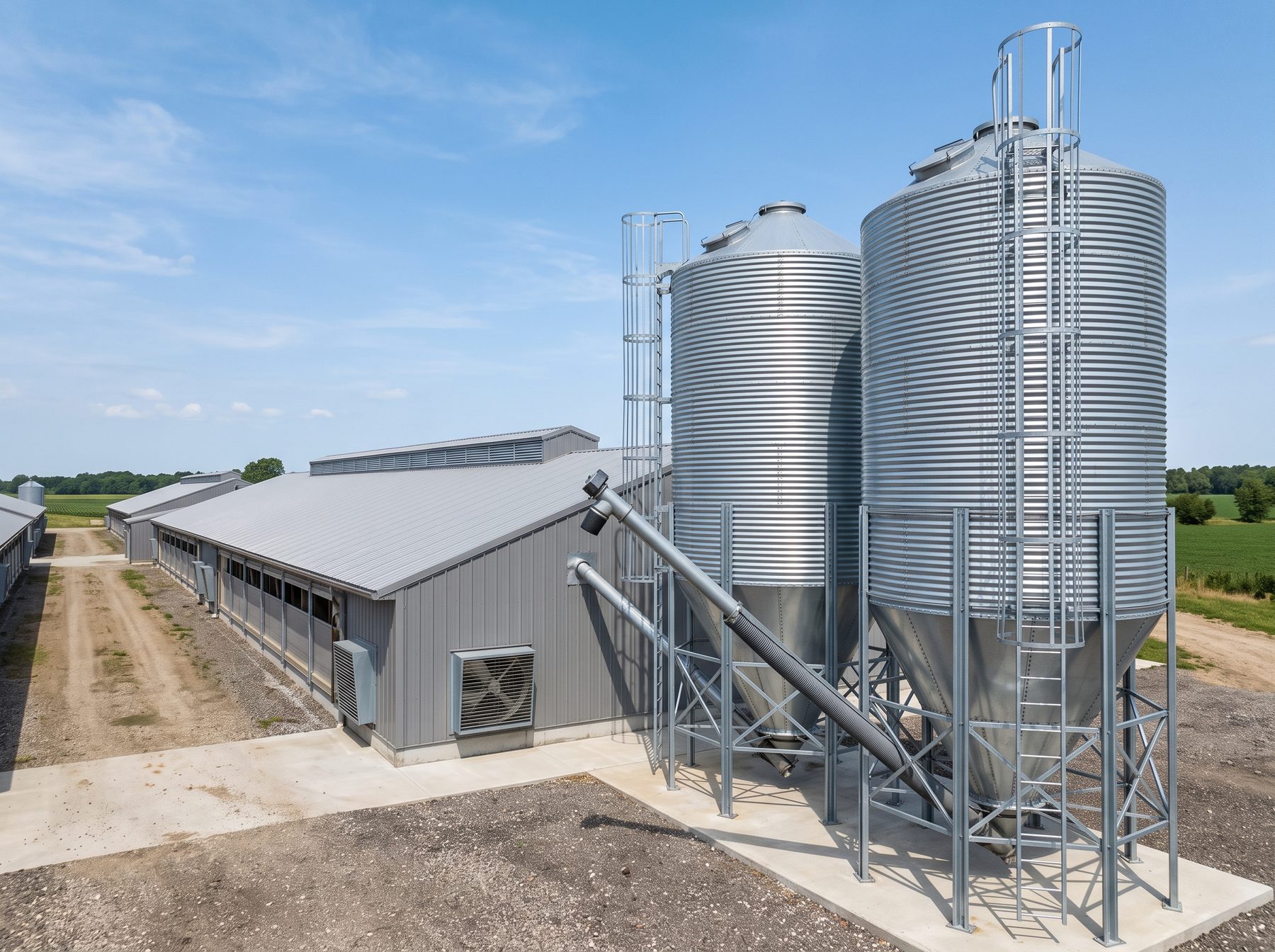 Galvanised Feed Silo & Flexible Auger